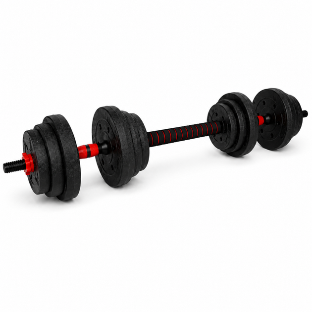 Гантели композитные со Штангой Champion X-venum 2шт 51см 11.5 кг Черно-Красный - изображение 2