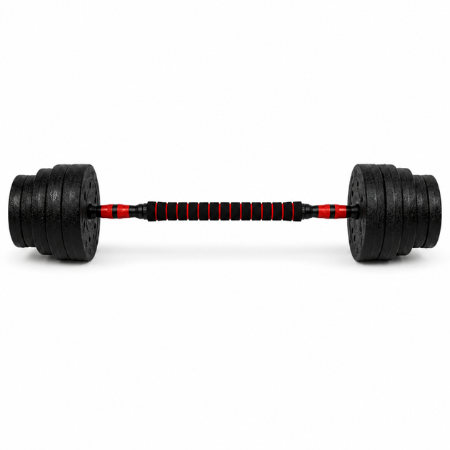 Гантелі композитні зі Штангою Champion X-venum 2шт 51см 17.5 кг Чорно-Червоний - зображення 3