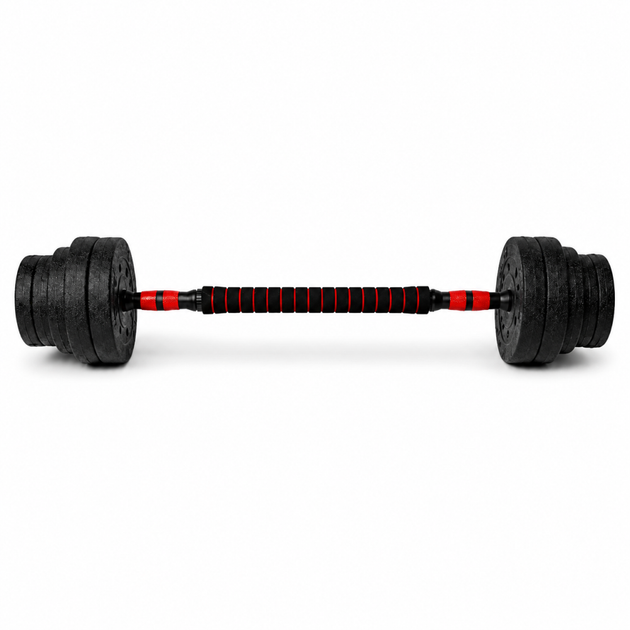Гантели композитные со Штангой Champion X-venum 2шт 51см 10.5 кг Черно-Красный - изображение 3