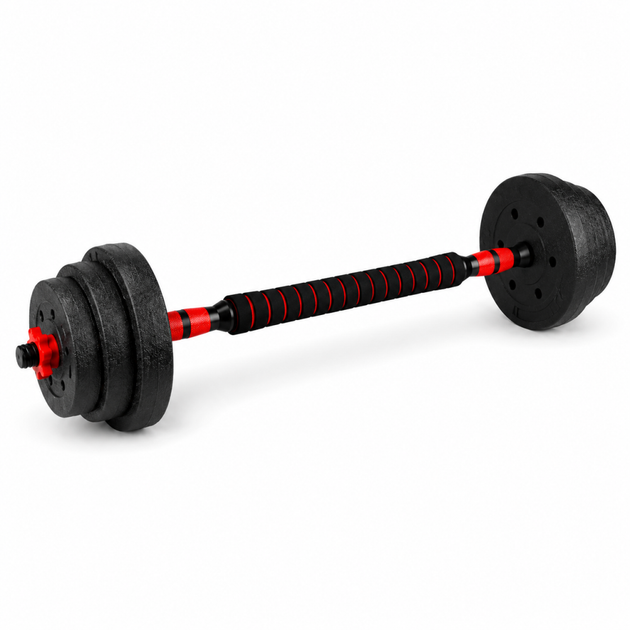 Гантелі композитні зі Штангою Champion X-venum 2шт 40см 10.5 кг Чорно-Червоний - зображення 3