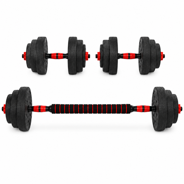 Гантелі композитні зі Штангою Champion X-venum 2шт 40см 12.5 кг Чорно-Червоний - Фото 1 Гантелі композитні зі Штангою Champion X-venum 2шт 40см 12.5 кг Чорно-Червоний - зображення 1