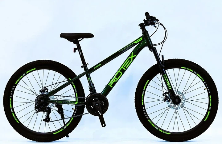 Велосипед Спортивный Corso ROTEX 26" дюймов рама стальная 13’ Чорно-зелений - Фото 1 Велосипед Спортивный Corso ROTEX 26" дюймов рама стальная 13’ Чорно-зелений - изображение 1