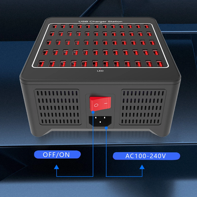 Зарядная станция многопортовая ILEPO на 60 USB портов 300 Вт / сетевое мультизарядное устройство (19016) - Фото 7 Зарядная станция многопортовая ILEPO на 60 USB портов 300 Вт / сетевое мультизарядное устройство (19016) - изображение 7