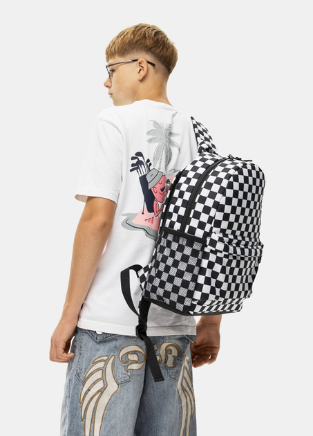 Універсальний підлітковий рюкзак Sambag Brix Junior для міста та навчання з оксфорду з принтом Шахи Чорно-білий - зображення 3
