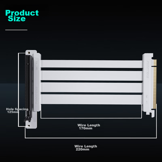 Удлинительный кабель для вертикального крепления видеокарты PHANTEKS PCI-E5.0/4.0, двухслойный, гибкий, защита от электромагнитных помех, 220 мм, высокопрочный слот, 5090 - изображение 5