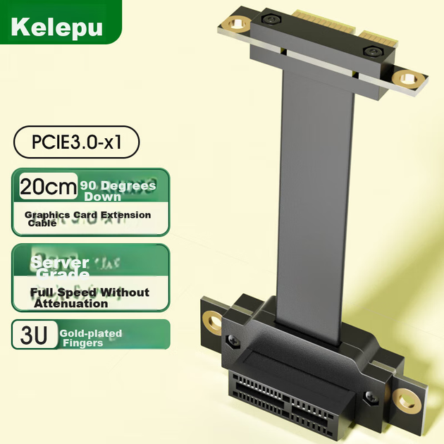 Райзер-удлинитель KELEPU PCI-E x1 3.0 для сетевой и звуковой карты, 20 см, черный - изображение 4