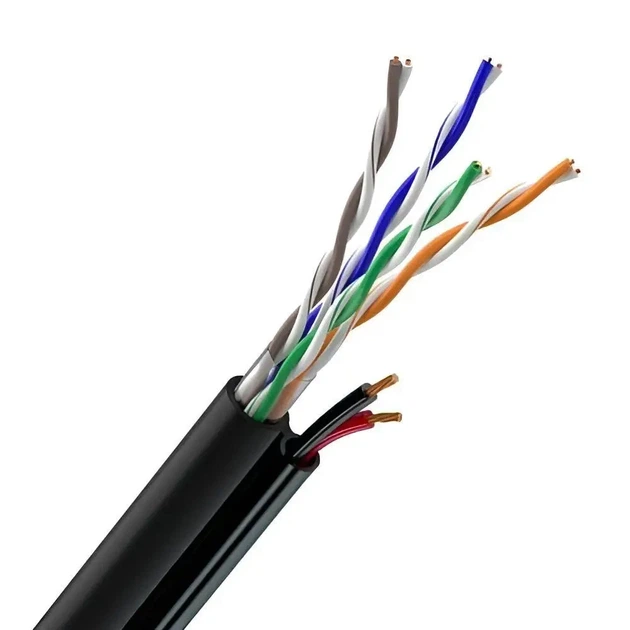 Кабель для зовн. робіт, з жилами живлення, 305 м OK-Net КПП-ВП (100) 4*2*0,51+2*0,75 мм2 (U/UTP-cat.5Е) - Фото 1 Кабель для зовн. робіт, з жилами живлення, 305 м OK-Net КПП-ВП (100) 4*2*0,51+2*0,75 мм2 (U/UTP-cat.5Е) - зображення 1