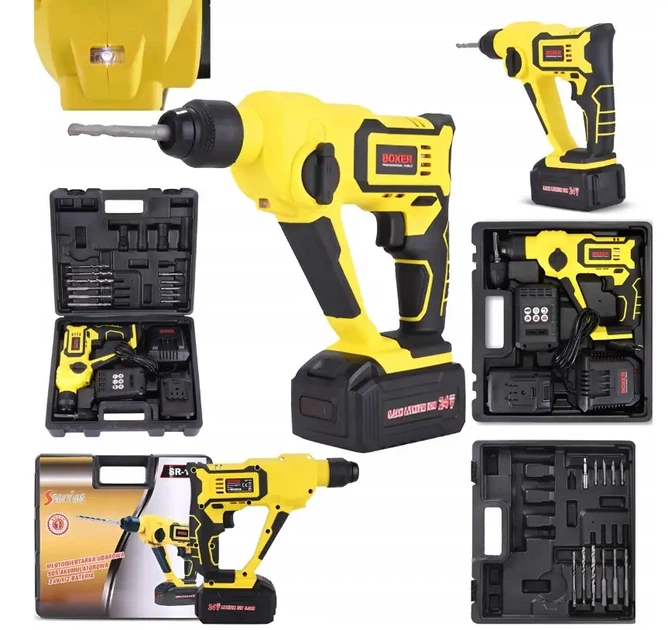 Аккумуляторный перфоратор Boxer SR 148 24 В 3 Ah SDS Plus бесщеточный с двумя аккумуляторами 5000 уд мин для сверления бетона металла дерева и монтажных работ - изображение 5
