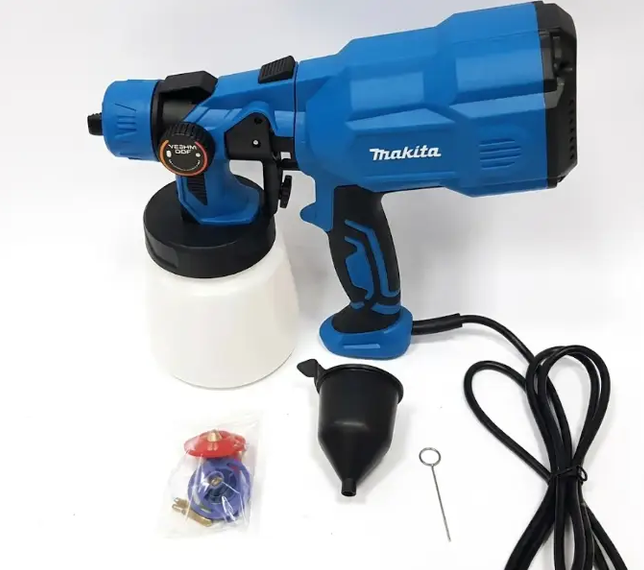 Краскопульт Makita AH550L электрический краскораспылитель пульверизатор распылитель для окрашивания малярных работ 650 Вт 800 мл 550 мл мин сопла 2 2,5 3 мм регулируемый факел - изображение 5