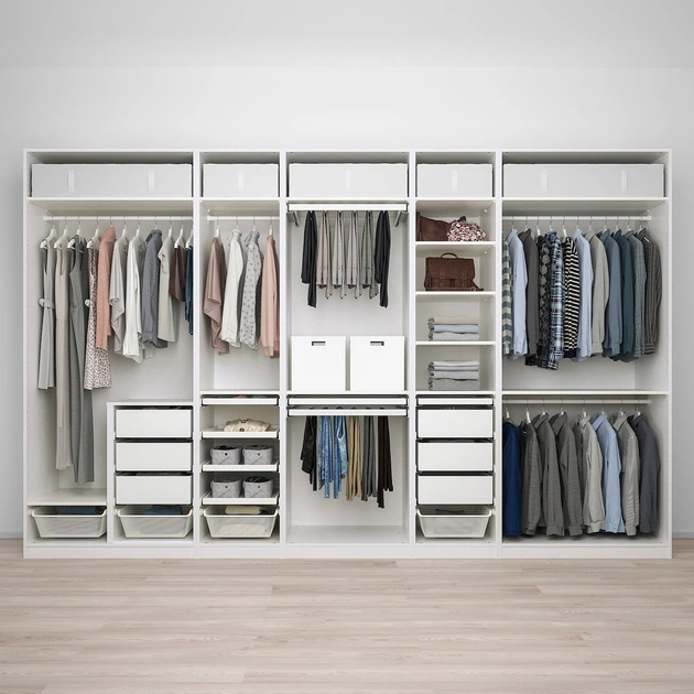 Гардеробна комбінація біла 375х58х236 см PAX IKEA 594.202.64 - зображення 2
