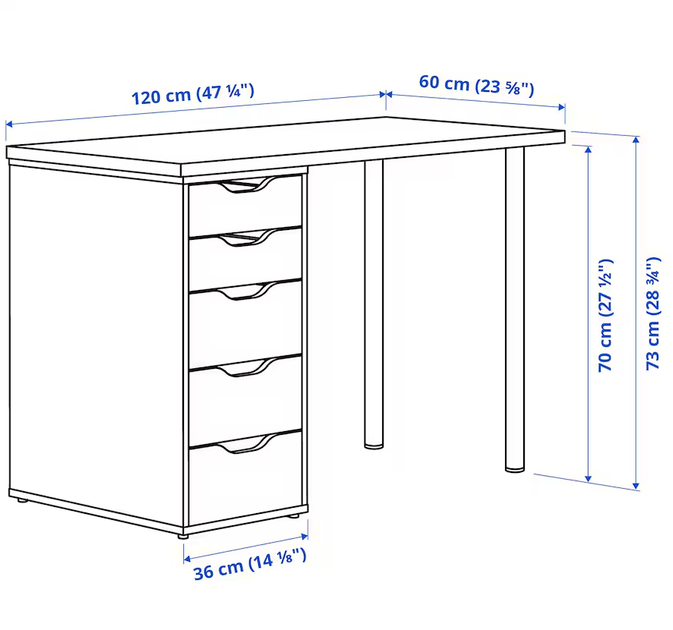 Стол LAGKAPTEN/ALEX IKEA 794.169.68 дуб/коричневый - Фото 5 Стол LAGKAPTEN/ALEX IKEA 794.169.68 дуб/коричневый - изображение 5