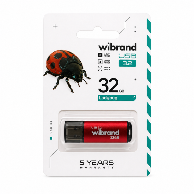 Флеш-накопичувач Wibrand USB 3.2 Gen1 Ladybug 32GB Red (WI3.2/LB32P10S) - изображение 2