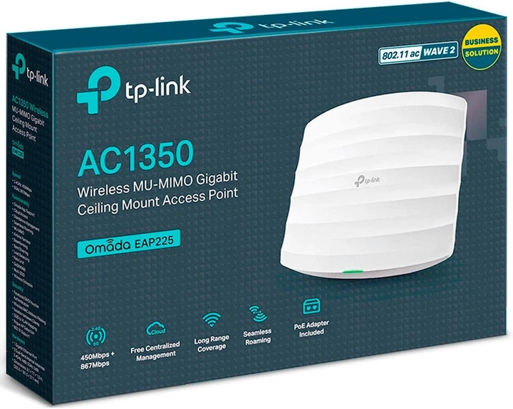 Точка доступа TP-Link Omada EAP225 WiFi 5 AC1350 Planfonar - Фото 6 Точка доступа TP-Link Omada EAP225 WiFi 5 AC1350 Planfonar - изображение 6