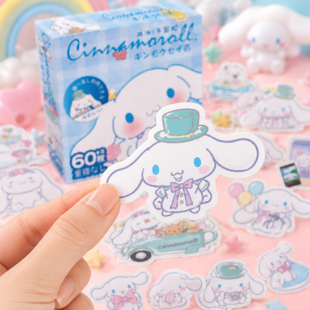 Стикеры Cinnamoroll 60 шт 4×4 см, Наклейки Синнаморолл для телефона, ноутбука и чемодана - изображение 5
