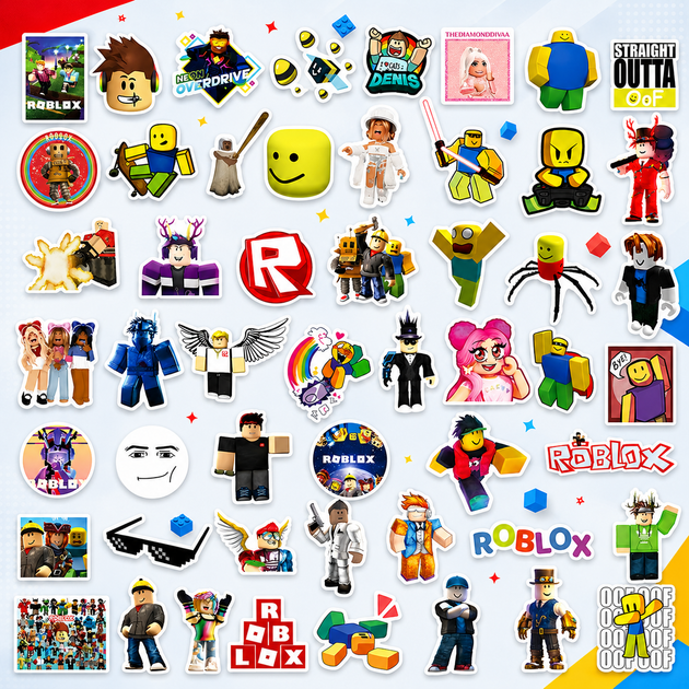 Стикеры Roblox 50 шт 6×6 см, Наклейки Роблокс для ноутбука, телефона и чемодана - Фото 2 Стикеры Roblox 50 шт 6×6 см, Наклейки Роблокс для ноутбука, телефона и чемодана - изображение 2