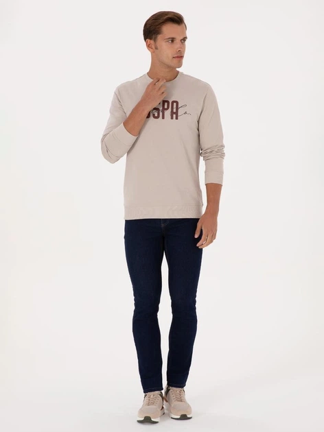 Світшот чоловічий U.S. Polo Assn G081SZ082-000-2331724(Taş) XL Бежевий з принтом (8683859419685) - зображення 3