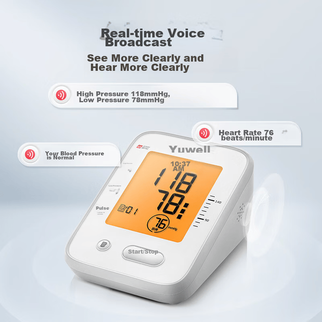 Тонометр Yuwell YE660F электронный плечевой, голосовой, с подсветкой - изображение 4