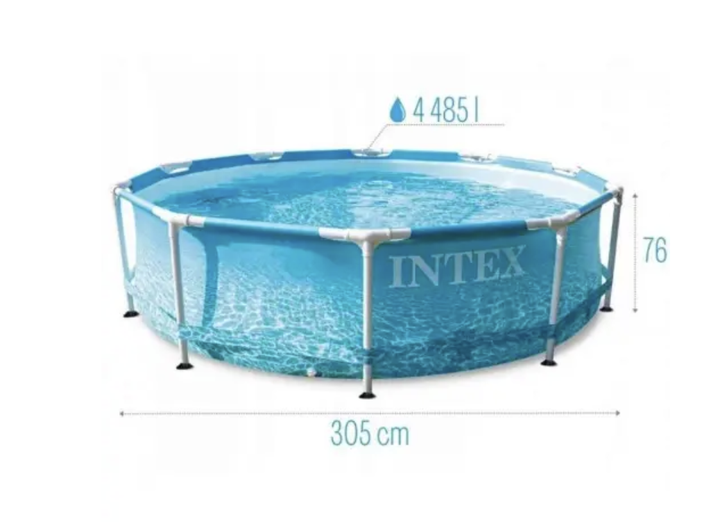 Каркасный бассейн с фильтром в комплекте Intex 28208 «Морской принт» 305 × 76 см - изображение 6