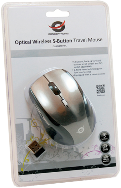 Mysz Conceptronic CLLM5BTRVWL Wireless Black-Grey (120005207501) - obraz 2