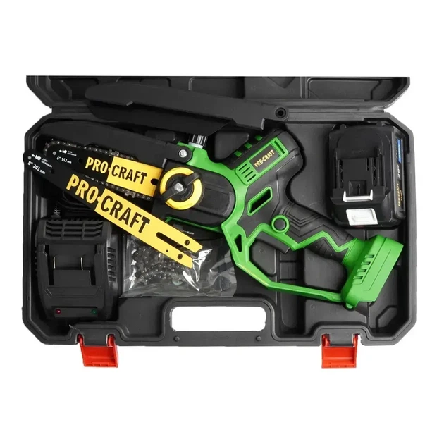 Аккумуляторная мини цепная пила Procraft PKA32Li 20V 4Ah бесщеточная с двумя шинами 6 и 8 дюймов автоматической смазкой и кейсом - изображение 9