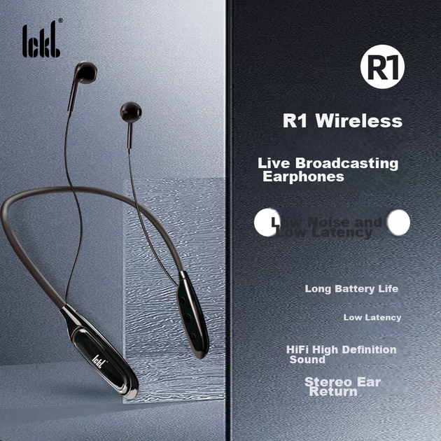 Бездротова Bluetooth-стереогарнітура Ickb R1 для прямих трансляцій інтернет-знаменитостей, співу, PK, прямої комерції, моніторингу з шийним ободом, повернення вуха, виступів, ігор на свіжому повітрі, двоканальні навушники з шийним ободом - Фото 6 Бездротова Bluetooth-стереогарнітура Ickb R1 для прямих трансляцій інтернет-знаменитостей, співу, PK, прямої комерції, моніторингу з шийним ободом, повернення вуха, виступів, ігор на свіжому повітрі, двоканальні навушники з шийним ободом - изображение 6