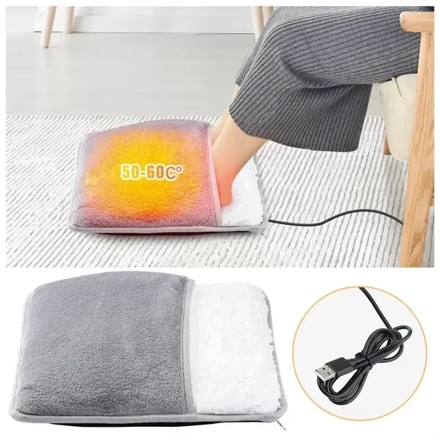 Портативна фланельова грілка для ніг з електричним підігрівом Foot warmer XL-997 Килимок з USB підігрівом - зображення 5
