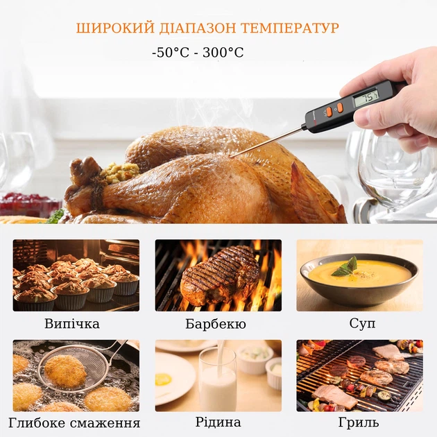 Цифровой кулинарный термометр для мяса ThermoPro TP516 градусник щуп - изображение 3