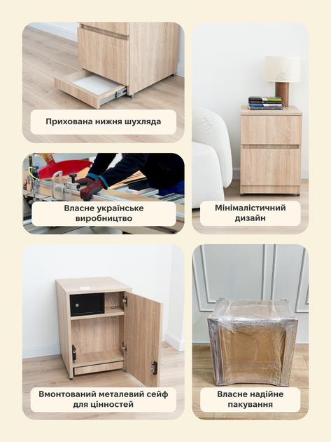 Прикроватная тумба Fedor'Kov B36 со скрытым RFID-отделением и встроенным металлическим сейфом, ЛДСП 18 мм, 40x47x56.5 см Блэкрок - изображение 5