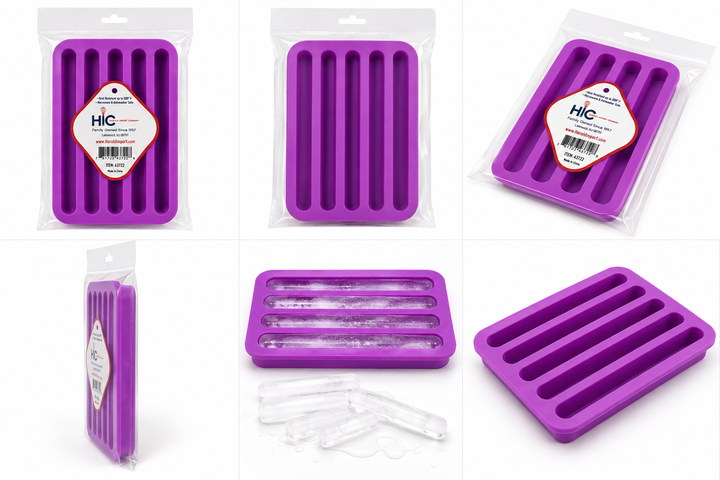 Силіконова форма для льоду HIC Water Bottle Ice Cube Tray, 5 довгих комірок, фіолетова - Фото 3 Силіконова форма для льоду HIC Water Bottle Ice Cube Tray, 5 довгих комірок, фіолетова - изображение 3
