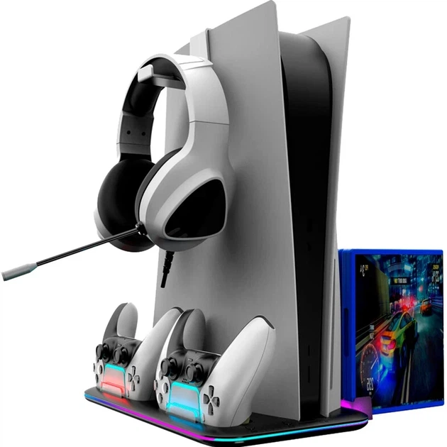 Багатофункціональна охолоджуюча підставка для PS5 Canyon CS-5 RGB Charge Black (CND-CSPS5B) UA - Фото 3 Багатофункціональна охолоджуюча підставка для PS5 Canyon CS-5 RGB Charge Black (CND-CSPS5B) UA - изображение 3