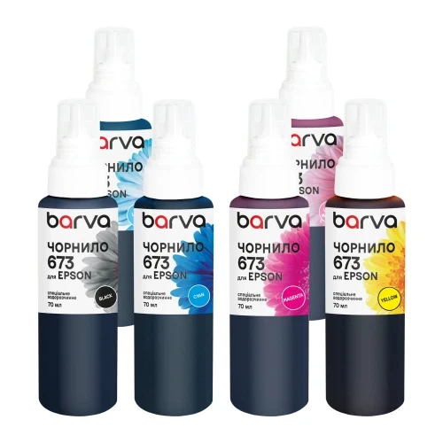 Комплект чорнил Barva Epson 673, Black / Cyan / Magenta / Yellow / Light Cyan / Light Magenta, 6x70 мл, водорозчинні, флакон OneKey (E673-070-MP) - Фото 1 Комплект чорнил Barva Epson 673, Black / Cyan / Magenta / Yellow / Light Cyan / Light Magenta, 6x70 мл, водорозчинні, флакон OneKey (E673-070-MP) - зображення 1