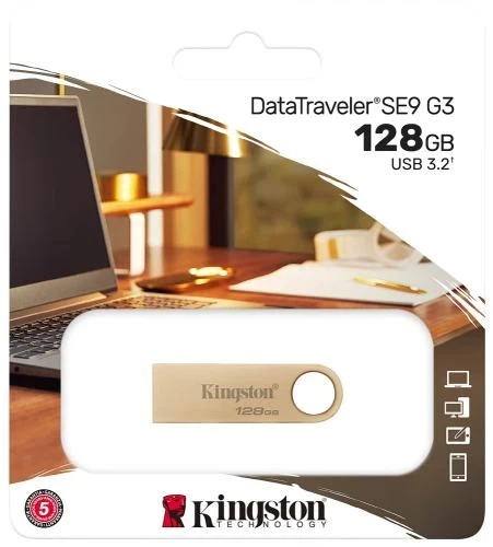 Флеш накопичувач USB 128Gb Kingston DataTraveler SE9 G3, Gold, USB 3.2 Gen 1, до 220/100 МБ/с (DTSE9G3/128GB) - изображение 3