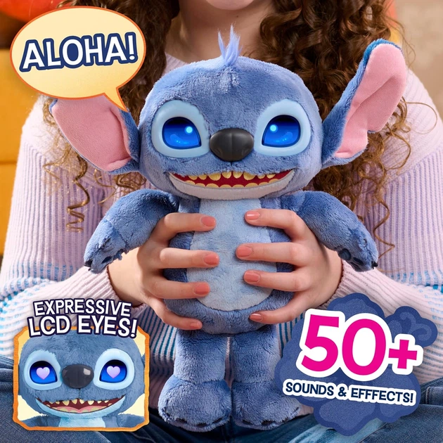 Интерактивный Плюшевый Стич 35 см LCD Глазами и 50 Звуков Лило и Стич Disney Stitch Many Moods Just Play 11583 - изображение 3
