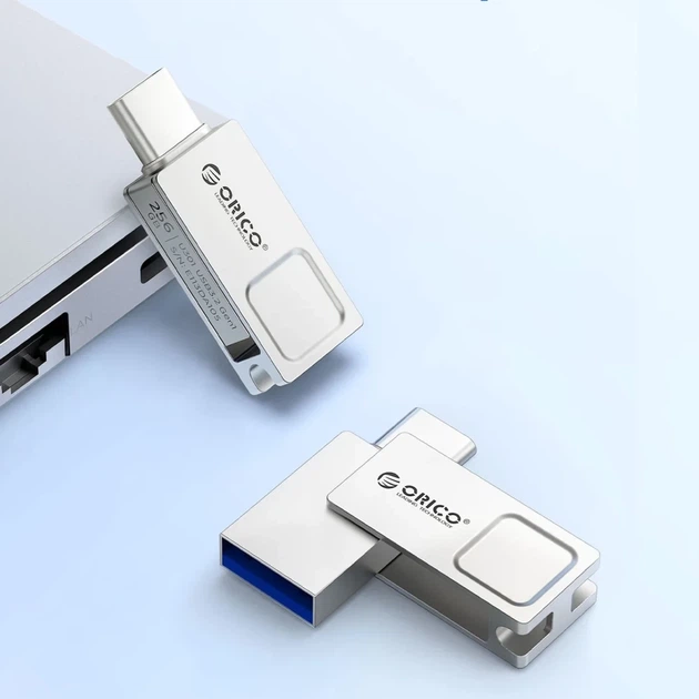 Флешка Orico U301 256GB USB-A USB-C USB 3.2 Gen 1 Silver (6942227170194) - Фото 2 Флешка Orico U301 256GB USB-A USB-C USB 3.2 Gen 1 Silver (6942227170194) - изображение 2