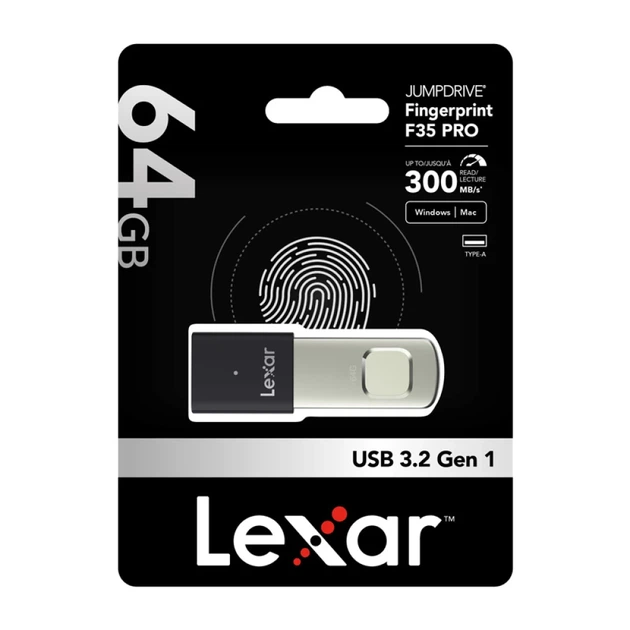 Флеш-накопитель Lexar Fingerprint F35 Pro USB 3.2 64GB (LJDF35P064G-RNBNG) - изображение 6