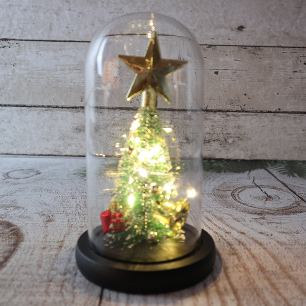 Новорічний нічник «Ялинка в скляній колбі» з LED-підсвіткою, gold star - зображення 4