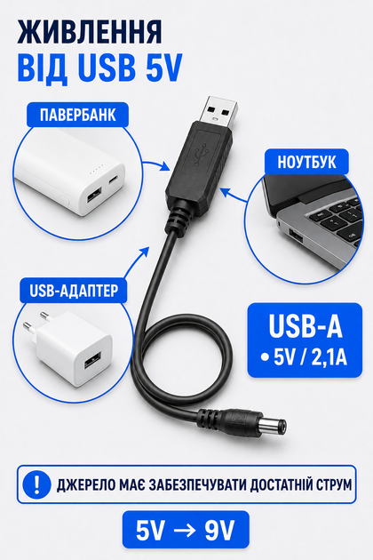 Кабель питания для роутера с преобразователем с 5 в на 9 В от павербанка USB-DC шнур для интернета вай фай роутера с USB в роутер с 5V - 9V 9 Вольт DC 5.5x2.1mm (1051-2a) адаптер переходник для роутера - изображение 6