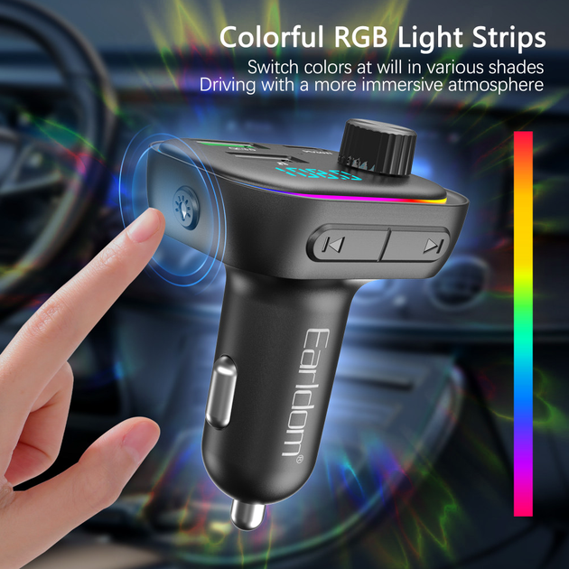 FM модулятор MP3 с зарядным устройством 3.0A 2USB черный Earldom ET-M112 - изображение 8