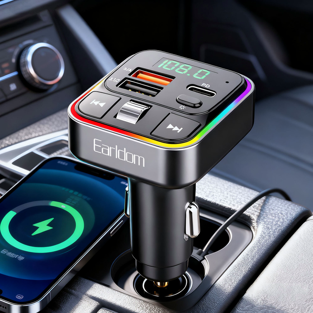 FM модулятор MP3 3.0A 2USB черный для автомобиля Earldom ET-M116 - изображение 5