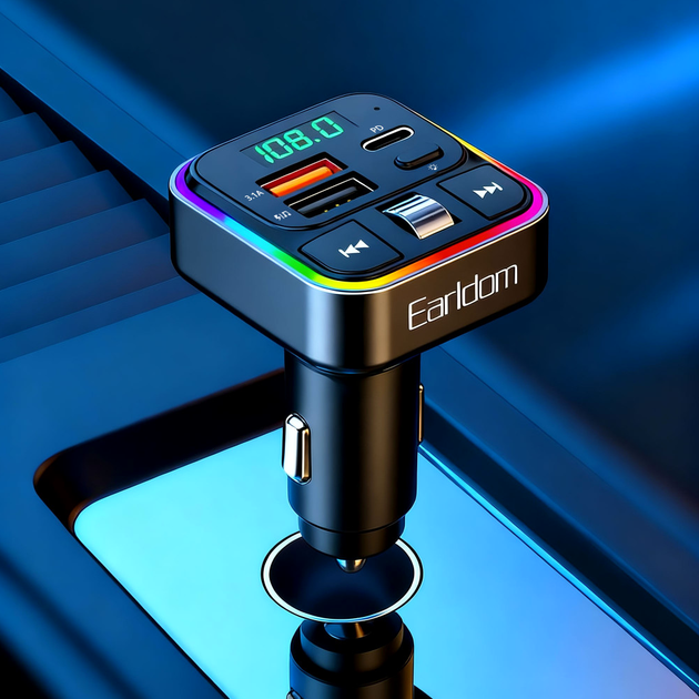 FM модулятор MP3 3.0A 2USB черный для автомобиля Earldom ET-M116 - изображение 6