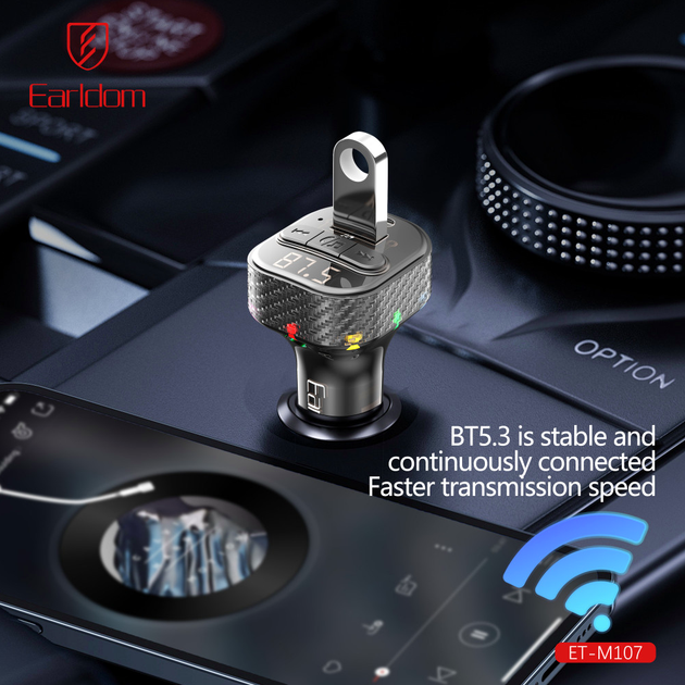 Fm модулятор для авто 3.0A с зарядкой USB черный Earldom ET-M107 - изображение 7
