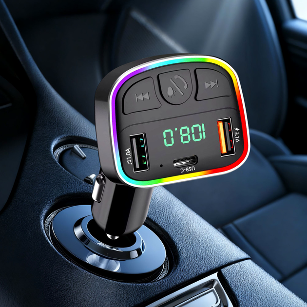 FM модулятор MP3 зарядное устройство 3.0A 2USB черный Earldom ET-M118 - изображение 3