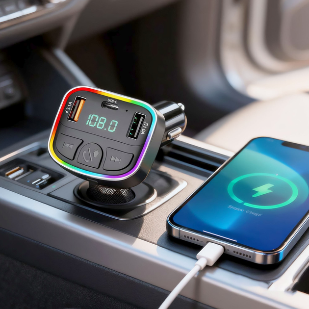 FM модулятор MP3 зарядное устройство 3.0A 2USB черный Earldom ET-M118 - изображение 7