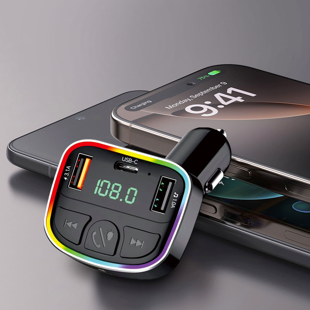 FM модулятор MP3 зарядное устройство 3.0A 2USB черный Earldom ET-M118 - изображение 8