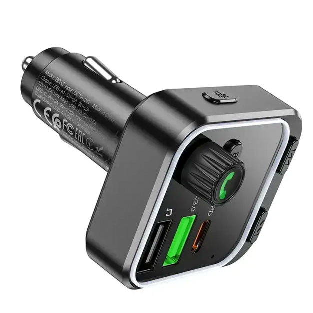FM модулятор MP3 с USB и установкой в прикуриватель Borofone BC53 - зображення 3