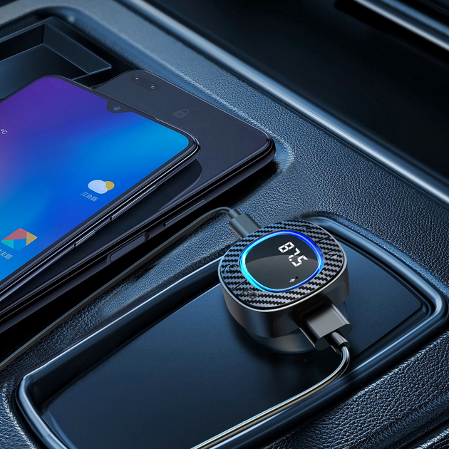 Fm модулятор MP3 с зарядкой 3.0A TYPE-C и USB Bluetooth 5.3 для автомобиля черный Earldom ET-M106 - изображение 3
