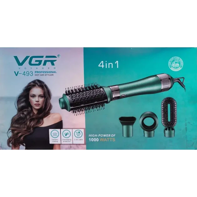 Фен-щітка 4в1 з насадками, 1000 Вт професійний VGR HP-V-493 - зображення 10