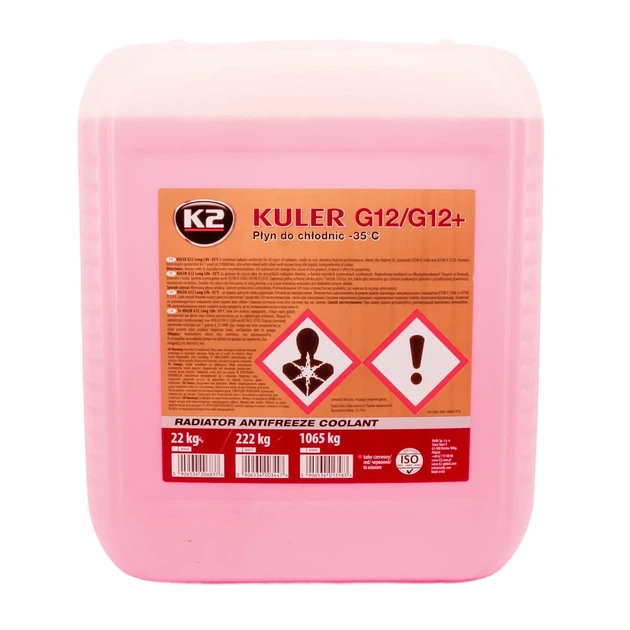 Рідина охолоджуюча K2 Kuler Long Life -35 °C G12 червона 22 кг (W406C) - Фото 1 Рідина охолоджуюча K2 Kuler Long Life -35 °C G12 червона 22 кг (W406C) - зображення 1