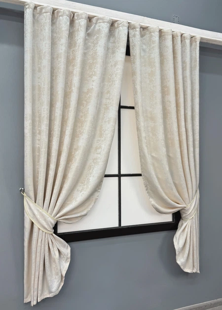 Комплект коротких штор VR-Textil Жакард Sultan YL № 1763ш Молочний 130х170 см 2 шт (35-0461) - зображення 2