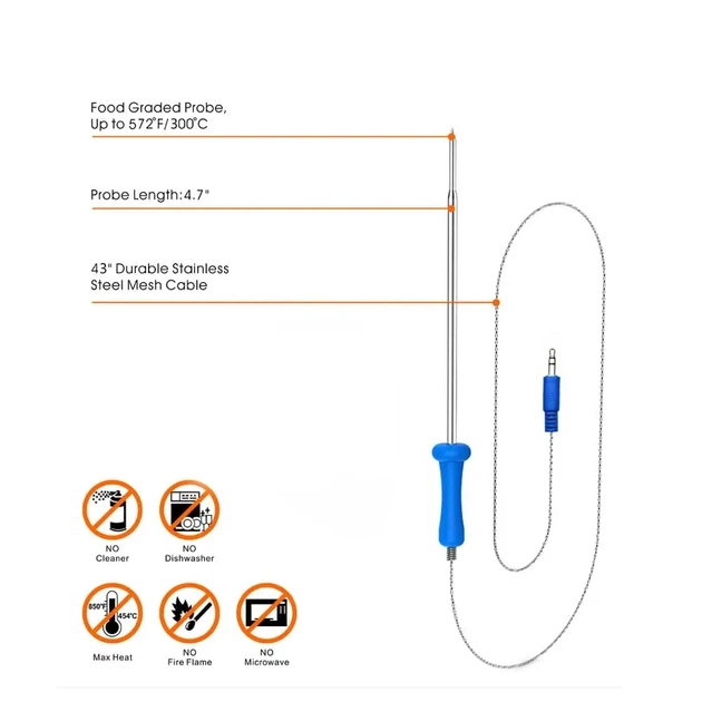 Беспроводной термометр для мяса с 6 щупами Bluetooth, термометр для гриля, барбекю, коптильни, духовки, кухонный термометр для BBQ - Фото 4 Беспроводной термометр для мяса с 6 щупами Bluetooth, термометр для гриля, барбекю, коптильни, духовки, кухонный термометр для BBQ - изображение 4